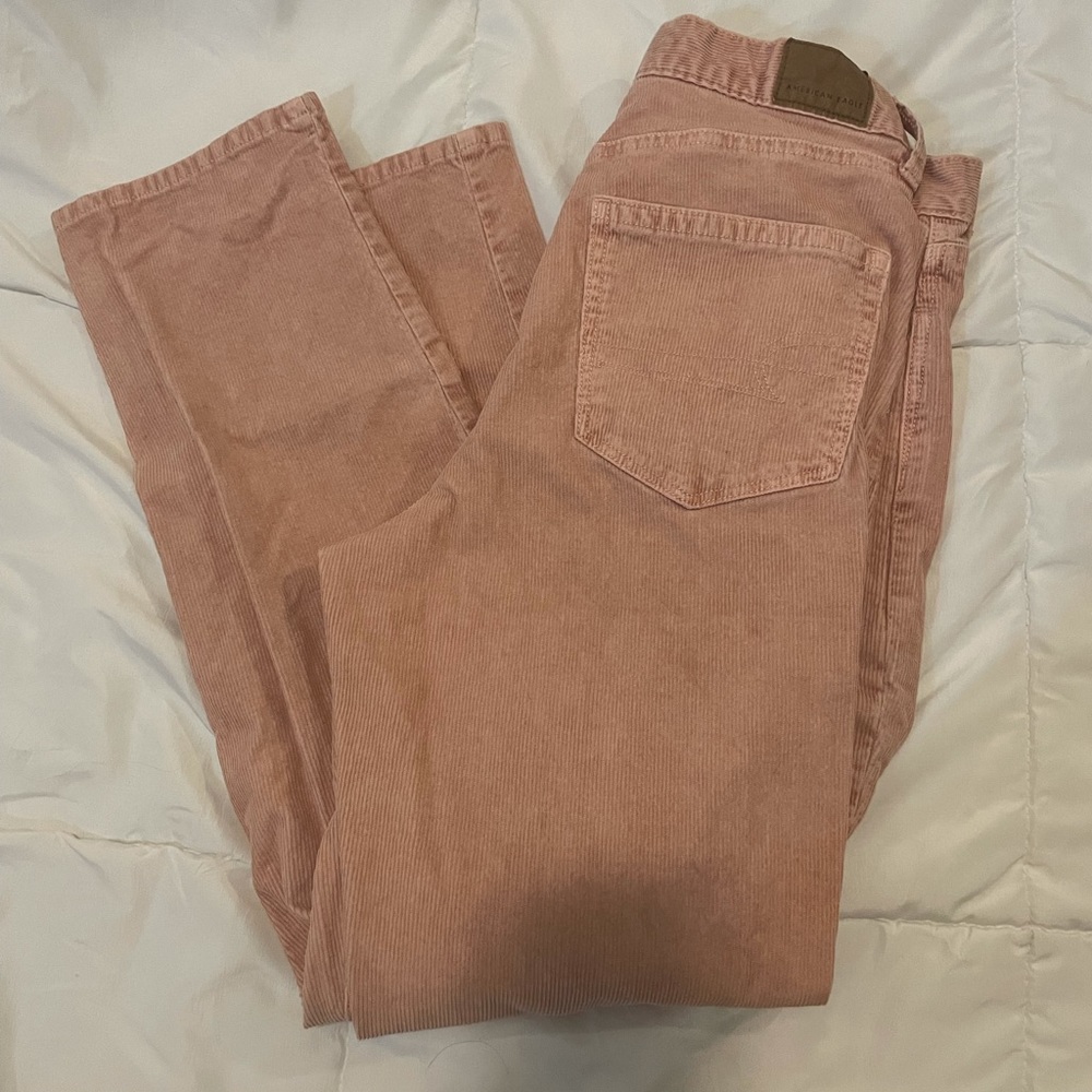 American Eagle Pink Corduroy Mom Jeans